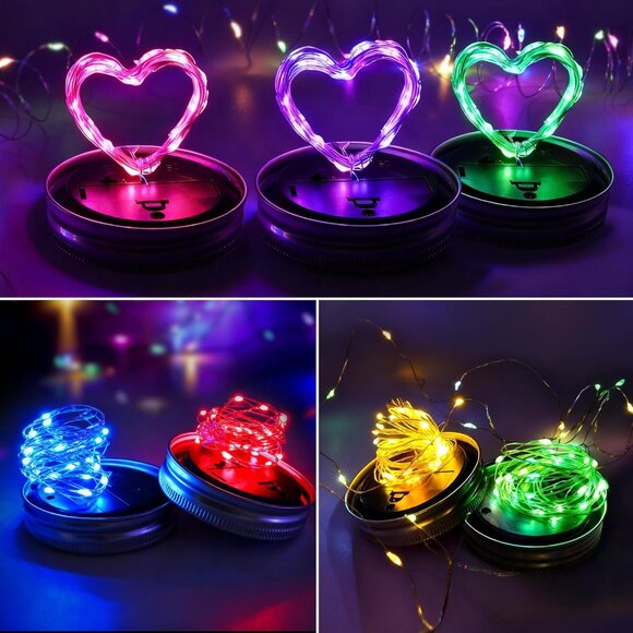 Mason Jar Solar Lights for Outside, 12 Pack 30LED Fairy Firefly Lights Mason Jar - Picture 4 of 8